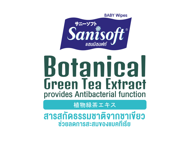 sanisoft แซนนิซอฟท์ ผ้าเปียก wipes Baby Wipes Green Tea 80ps