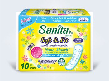 sanita แซนนิต้า sanitary pads ผ้าอนามัย day Soft&Fit Slim 24.5cm 10ps
