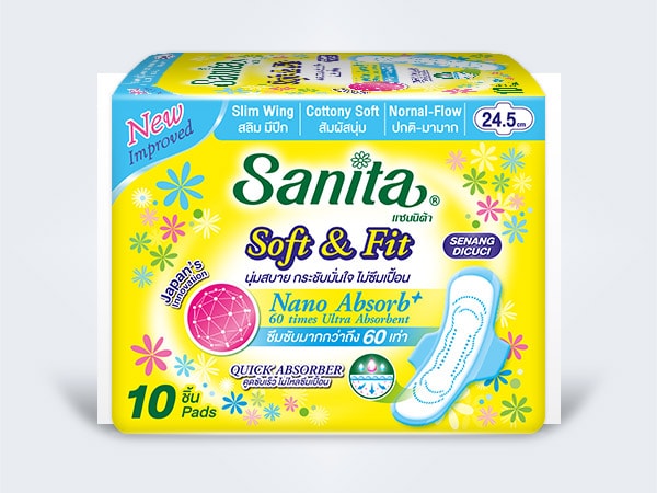 sanita แซนนิต้า sanitary pads ผ้าอนามัย day Soft&Fit Slim Wing 24.5cm 10ps