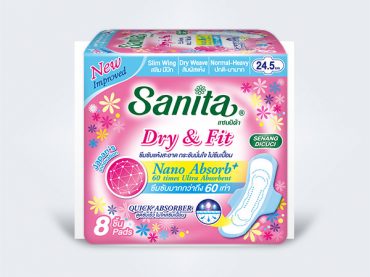 sanita แซนนิต้า sanitary pads ผ้าอนามัย day Dry&Fit Slim Wing 24.5cm 8ps