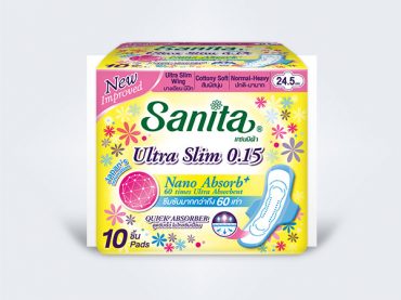 sanita แซนนิต้า sanitary pads ผ้าอนามัย day Cottony Ultra Slim 0.15 Wing 24.5cm 10ps