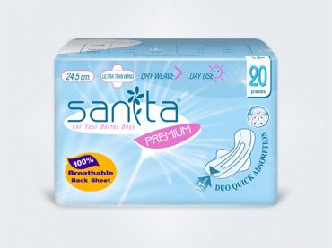 sanita แซนนิต้า sanitary pads ผ้าอนามัย Premium Dry Weave Ultra Thin Wing 24.5cm 20ps