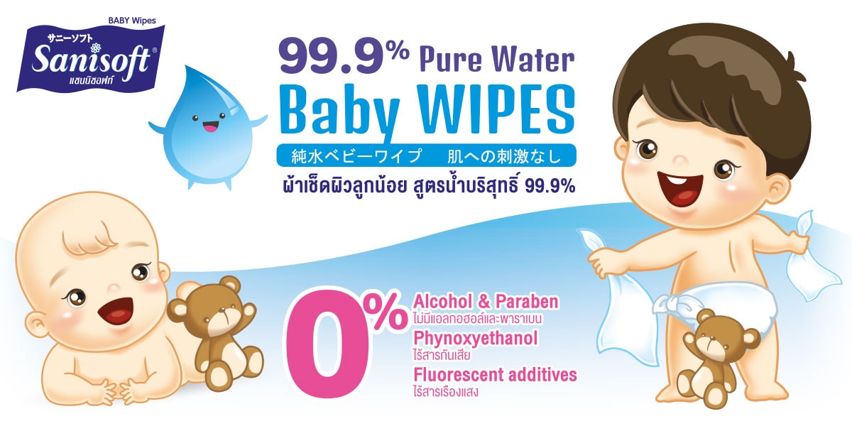 Sanisoft Baby Wipes 99.9% Pure Water