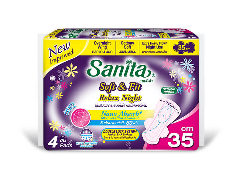 Sanita Soft & Fit Relax Night 35 cm - ขนาดบรรจุ 4 ชิ้น