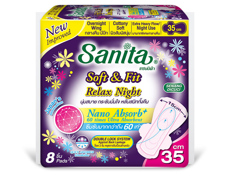Sanita Soft & Fit Relax Night 35 cm - ขนาดบรรจุ 8 ชิ้น