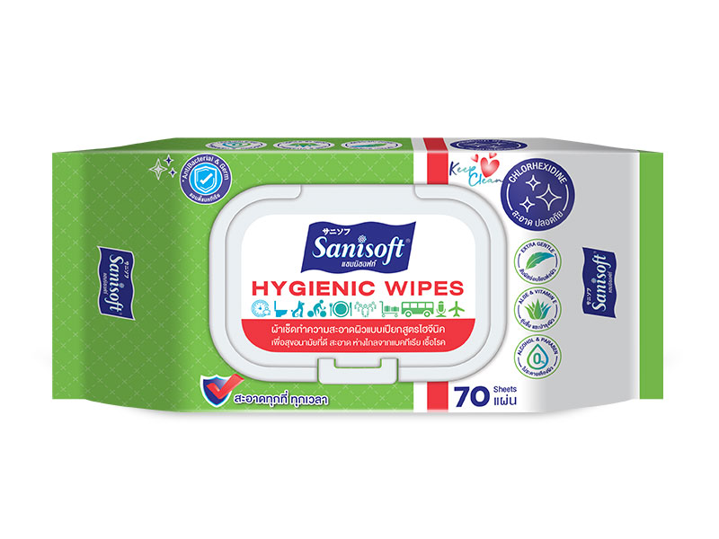 Sanisoft Hygienic Wipes - ขนาดบรรจุ 70 แผ่น