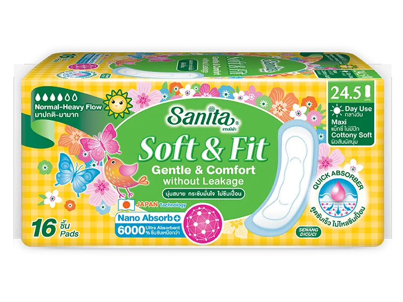 Sanita Soft & Fit Maxi 24.5 cm - ขนาดบรรจุ 16 ชิ้น