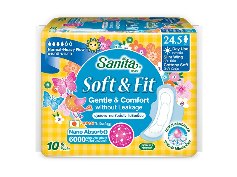 Sanita Soft & Fit Slim Wing 24.5 cm - ขนาดบรรจุ 10 ชิ้น
