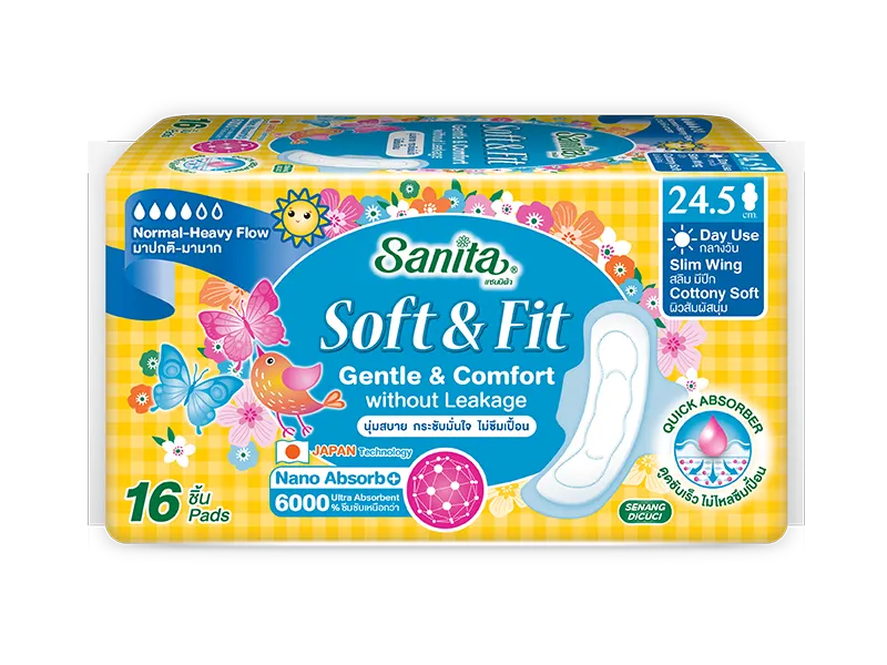 Sanita Soft & Fit Slim Wing 24.5 cm - ขนาดบรรจุ 16 ชิ้น