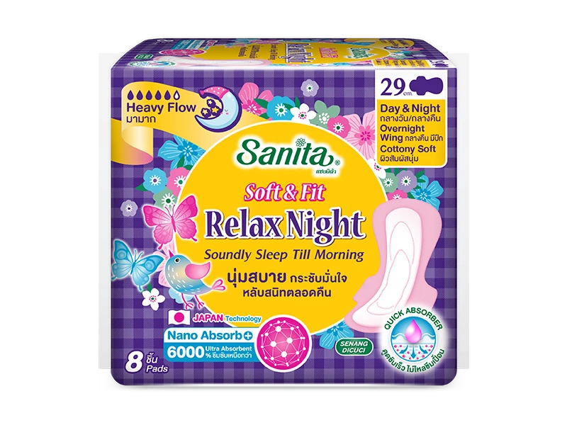 Sanita Soft & Fit Relax Night 29 cm - ขนาดบรรจุ 8 ชิ้น
