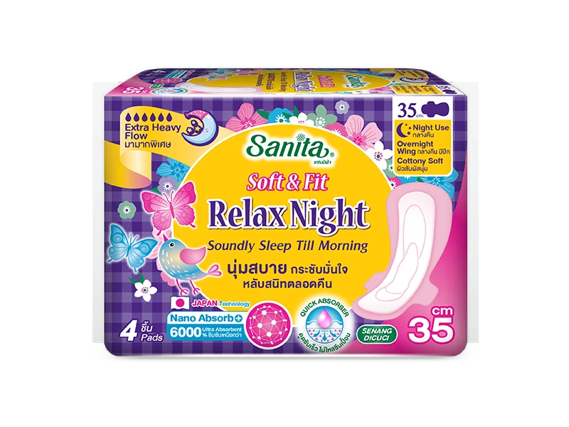 Sanita Soft & Fit Relax Night 35 cm - ขนาดบรรจุ 4 ชิ้น