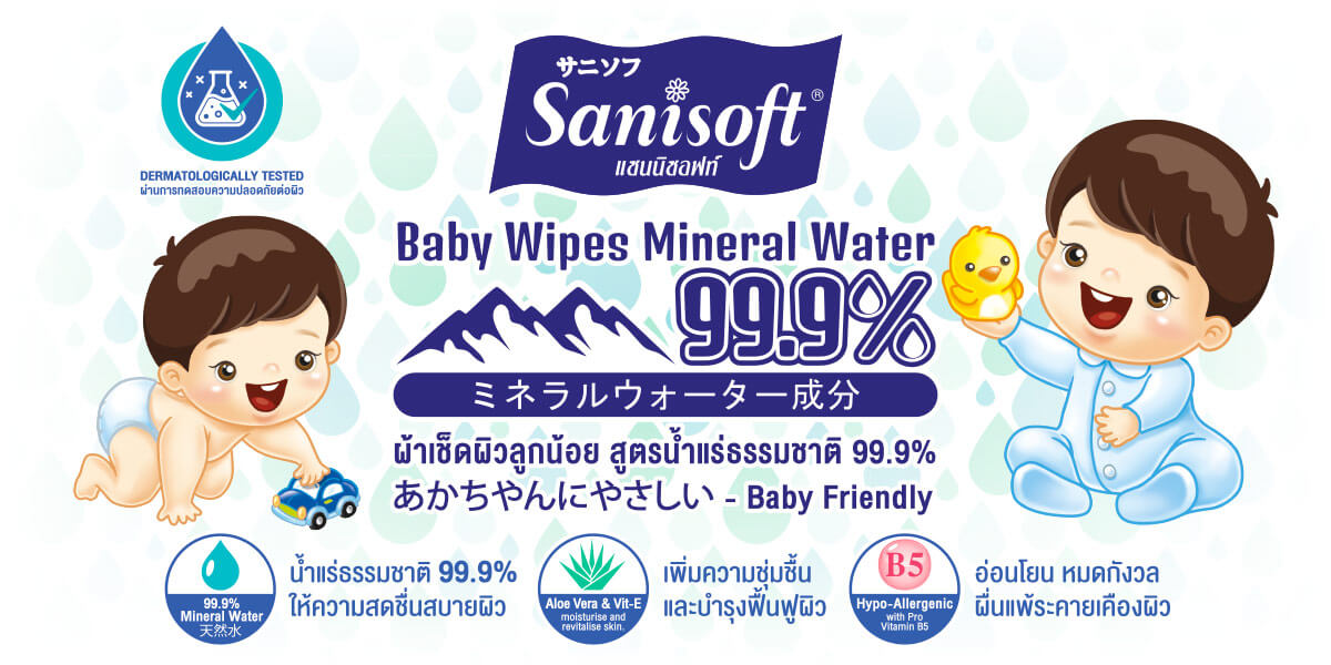 Sanisoft Baby Wipes 99.9% Mineral Water